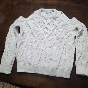Zara Cream Knit Sweater with Shoulder Cutouts